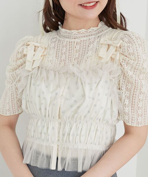 MAJESTIC LEGON（マジェスティックレゴン）の「プチリボンキャミビスチェ（シャツ/ブラウス・レディース・ホワイト系その他2/ブラック系その他/アイボリー・MEDIUM）」の10枚目の写真