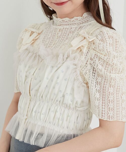 MAJESTIC LEGON（マジェスティックレゴン）の「プチリボンキャミビスチェ（シャツ/ブラウス・レディース・ホワイト系その他2/ブラック系その他/アイボリー・MEDIUM）」の4枚目の写真