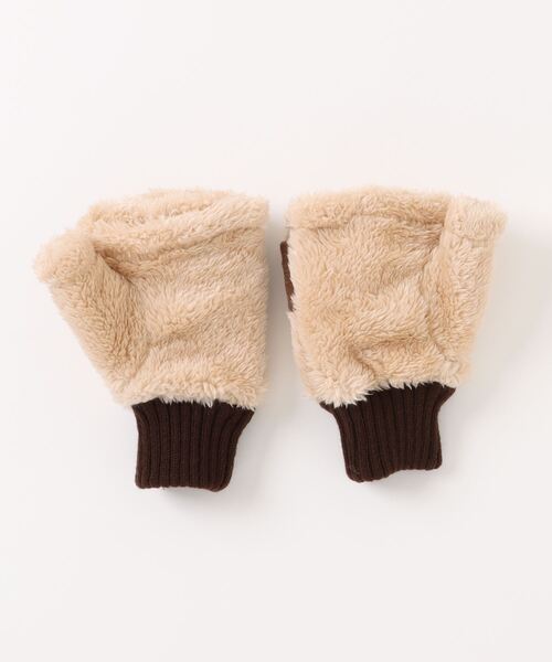 CONVERSE（コンバース）の「CONVERSE boa gloves with plaid fleece band/ボアグローブ/指ぬき/手袋/コンバース（手袋・レディース・グレー/オフホワイト/ブラウン・FREE）」の4枚目の写真