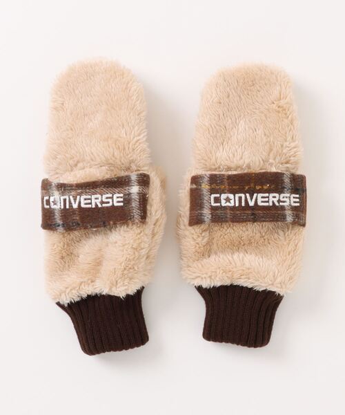 CONVERSE（コンバース）の「CONVERSE boa gloves with plaid fleece band/ボアグローブ/指ぬき/手袋/コンバース（手袋・レディース・グレー/オフホワイト/ブラウン・FREE）」の5枚目の写真