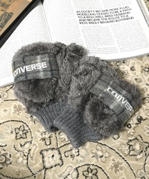 CONVERSE boa gloves with plaid fleece band/ボアグローブ/指ぬき/手袋/コンバース