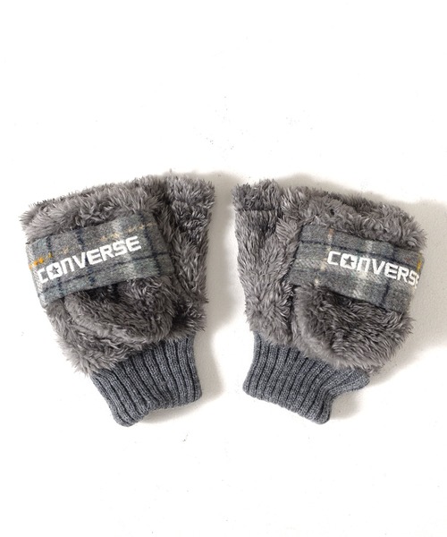 CONVERSE（コンバース）の「CONVERSE boa gloves with plaid fleece band/ボアグローブ/指ぬき/手袋/コンバース（手袋・レディース・グレー/オフホワイト/ブラウン・FREE）」の13枚目の写真
