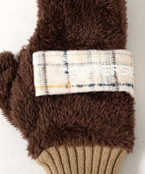 CONVERSE（コンバース）の「CONVERSE boa gloves with plaid fleece band/ボアグローブ/指ぬき/手袋/コンバース（手袋・レディース・グレー/オフホワイト/ブラウン・FREE）」の11枚目の写真