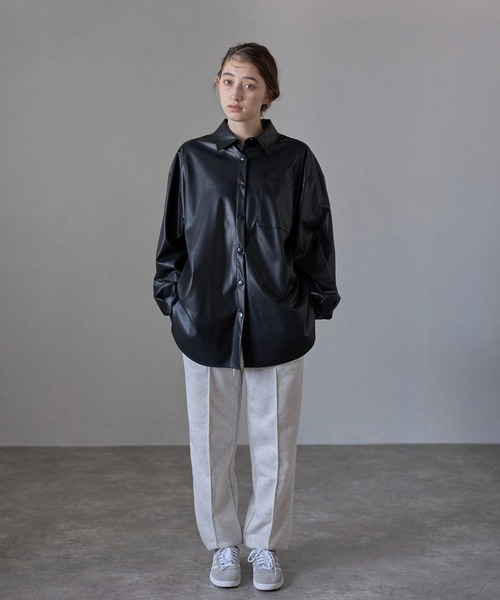 MINERTE】fake leather shirt / フェイクレザーシャツ（シャツ