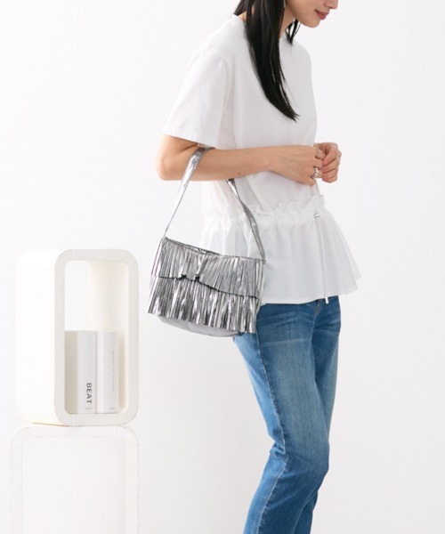 nissen(ニッセン)の「polka polka(ポルカポルカ)シャイニープリーツワンハンドルバッグ(トートバッグ・レディース・ブラック/シルバー/アイボリー・FREE)」の7枚目の写真