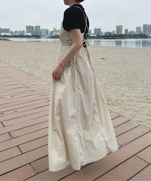 raffime（ラフィミー）の「バックリボンナイロンキャミワンピース（ワンピース・レディース・チャコールグレー/アイボリー・MEDIUM/SMALL）」の14枚目の写真