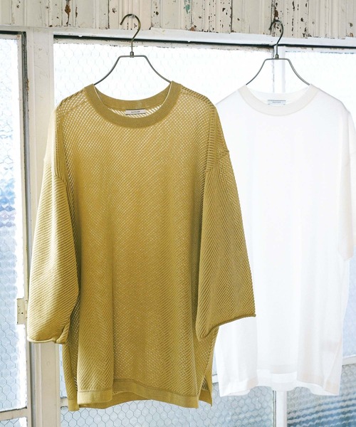 BAYFLOW(ベイフロー)の「フェードニットレイヤードプルオーバー(Tシャツ/カットソー・メンズ・イエロー/チャコールグレー/ブルー/カーキ・MEDIUM/LARGE)」の4枚目の写真