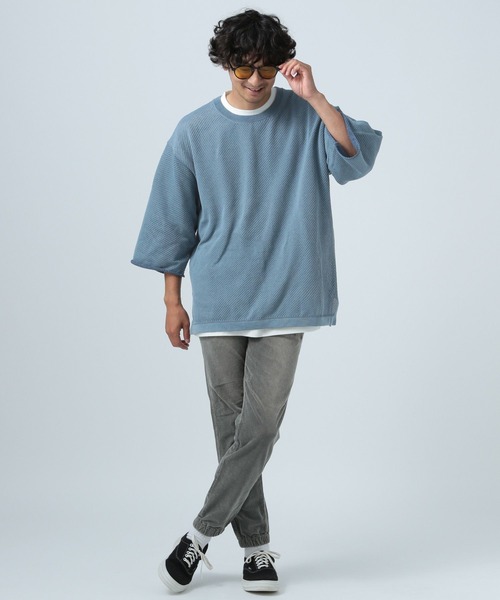 BAYFLOW(ベイフロー)の「フェードニットレイヤードプルオーバー(Tシャツ/カットソー・メンズ・イエロー/チャコールグレー/ブルー/カーキ・MEDIUM/LARGE)」の11枚目の写真
