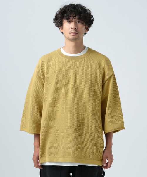 BAYFLOW(ベイフロー)の「フェードニットレイヤードプルオーバー(Tシャツ/カットソー・メンズ・イエロー/チャコールグレー/ブルー/カーキ・MEDIUM/LARGE)」の10枚目の写真