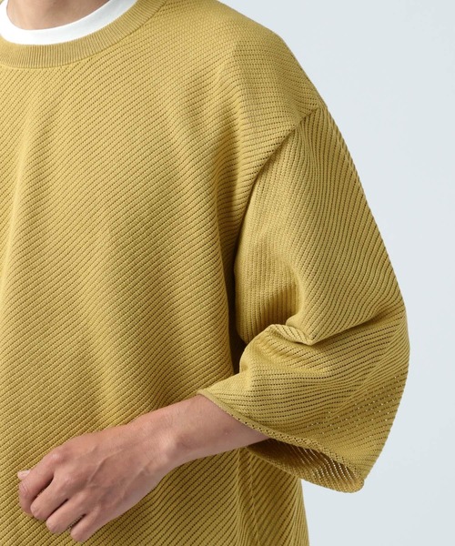 BAYFLOW(ベイフロー)の「フェードニットレイヤードプルオーバー(Tシャツ/カットソー・メンズ・イエロー/チャコールグレー/ブルー/カーキ・MEDIUM/LARGE)」の5枚目の写真