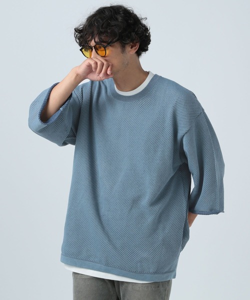 セール】フェードニットレイヤードプルオーバー（Tシャツ