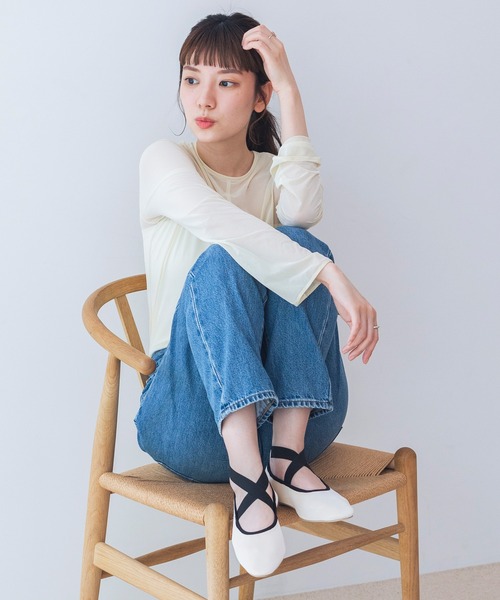 EVOL(イーボル)の「【EVOL】トウニュウチャン×EVOLコラボクロスフラットパンプス IX5527(パンプス・レディース・シルバー/ブラック/アイボリー・22.0cm/22.5cm/23.0cm/23.5cm/24.0cm/24.5cm/25.0cm)」の2枚目の写真