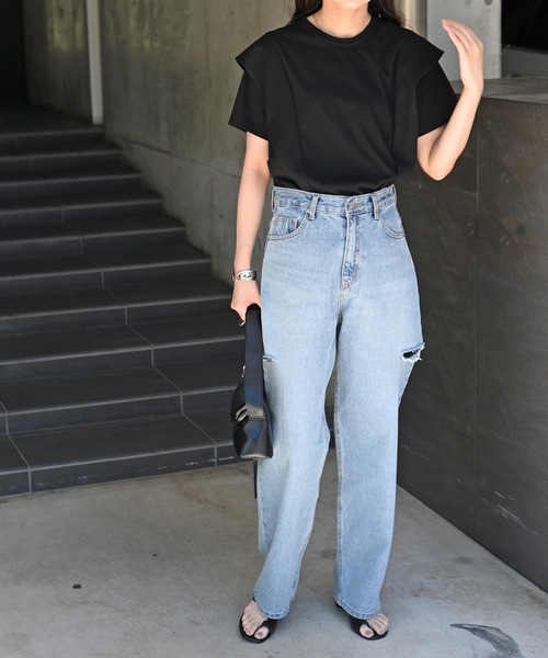 Marient（マリエント）の「ウィングTOPS（Tシャツ/カットソー・レディース・ブラック/ホワイト・FREE）」の5枚目の写真