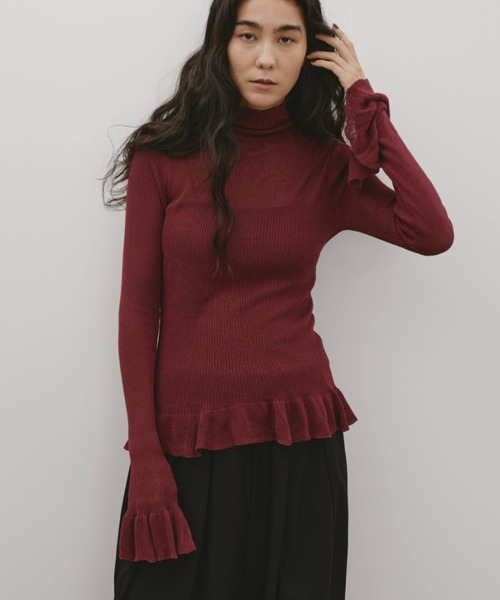 Libra Cue（リブラ キュー）の「タートルネックフリルニット（ニット/セーター・レディース・ボルドー/グリーン/アイボリー/ブラック/ピンク/グレー・FREE）」の18枚目の写真