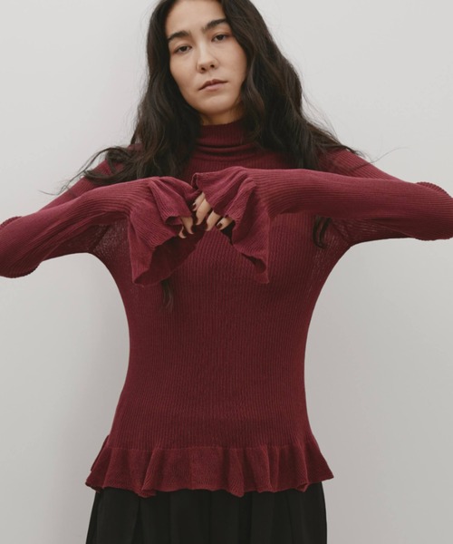 Libra Cue（リブラ キュー）の「タートルネックフリルニット（ニット/セーター・レディース・ボルドー/グリーン/アイボリー/ブラック/ピンク/グレー・FREE）」の19枚目の写真