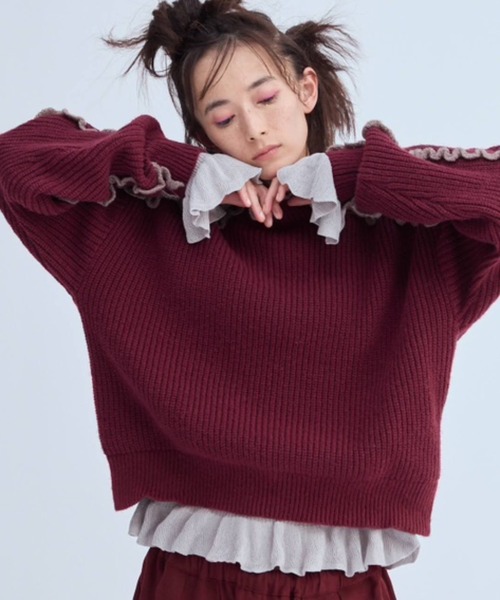 タートルネックフリルニット（ニット/セーター）｜Libra Cue（リブラ