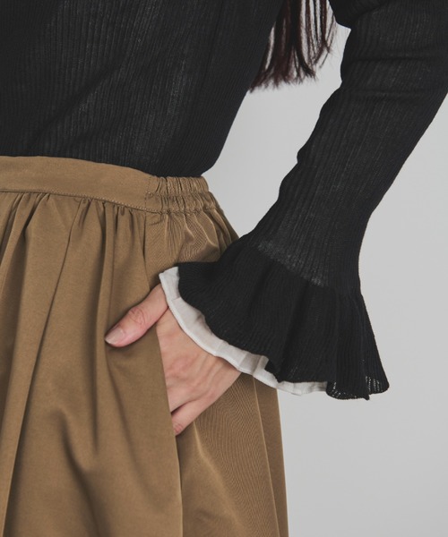 cygne シーニュ 袖フリルタートルニット lily ブラック Cygne lily／black 袖フリルタートルニット シーニュ cygne lily