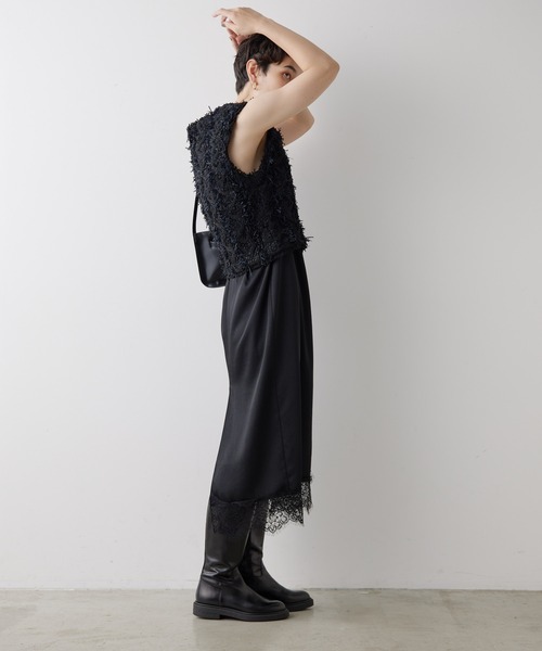 新品 Whim Gazetteツイードニットジレ