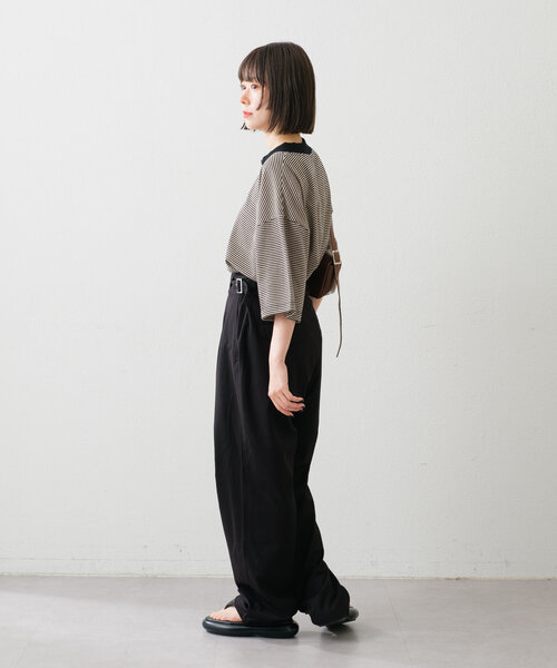 WHIMSIC（ウィムジック）の「【UNISEX】モックネックボーダーTシャツ（Tシャツ/カットソー・メンズ・グレー/ブルー/ブラック・FREE）」の11枚目の写真