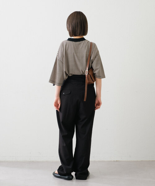 WHIMSIC（ウィムジック）の「【UNISEX】モックネックボーダーTシャツ（Tシャツ/カットソー・メンズ・グレー/ブルー/ブラック・FREE）」の12枚目の写真
