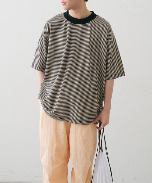 WHIMSIC（ウィムジック）の「【UNISEX】モックネックボーダーTシャツ（Tシャツ/カットソー・メンズ・グレー/ブルー/ブラック・FREE）」の13枚目の写真