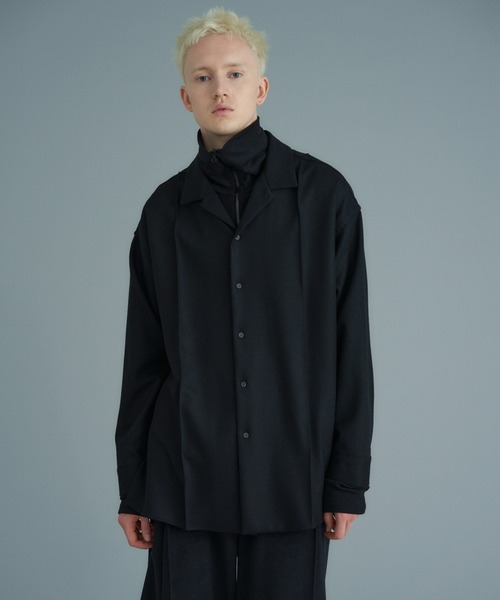 onegravity（ワングラビティ）の「onegravity / プリーツオーバーレイヤーシャツ（シャツ/ブラウス・メンズ・ブラック・LARGE/MEDIUM）」の2枚目の写真
