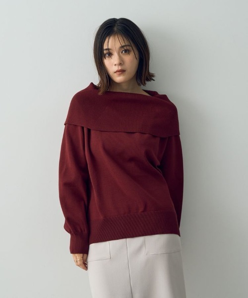 YECCA VECCA(イェッカヴェッカ)の「オフショルニット(ニット/セーター・レディース・ベージュ/レッド/ブラック/グリーン・FREE)」の4枚目の写真