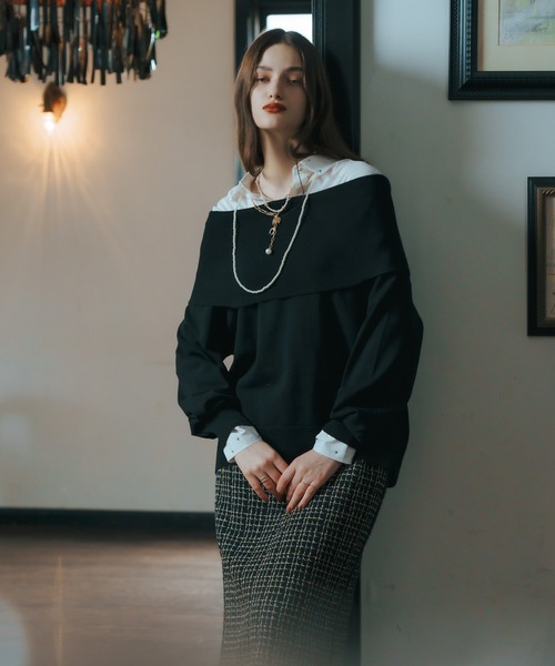 YECCA VECCA(イェッカヴェッカ)の「オフショルニット(ニット/セーター・レディース・ベージュ/レッド/ブラック/グリーン・FREE)」の2枚目の写真