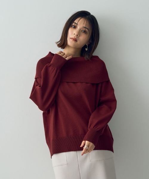 YECCA VECCA(イェッカヴェッカ)の「オフショルニット(ニット/セーター・レディース・ベージュ/レッド/ブラック/グリーン・FREE)」の9枚目の写真