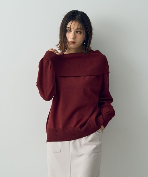 YECCA VECCA(イェッカヴェッカ)の「オフショルニット(ニット/セーター・レディース・ベージュ/レッド/ブラック/グリーン・FREE)」の10枚目の写真