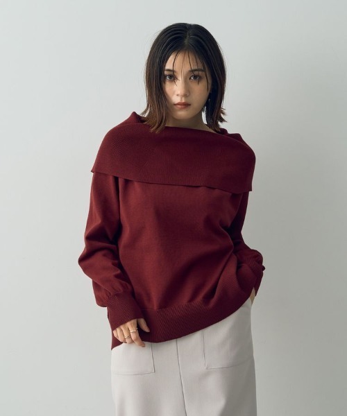 YECCA VECCA(イェッカヴェッカ)の「オフショルニット(ニット/セーター・レディース・ベージュ/レッド/ブラック/グリーン・FREE)」の11枚目の写真