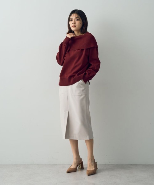 YECCA VECCA(イェッカヴェッカ)の「オフショルニット(ニット/セーター・レディース・ベージュ/レッド/ブラック/グリーン・FREE)」の14枚目の写真