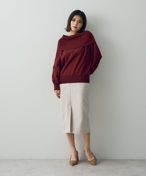 YECCA VECCA(イェッカヴェッカ)の「オフショルニット(ニット/セーター・レディース・ベージュ/レッド/ブラック/グリーン・FREE)」の15枚目の写真