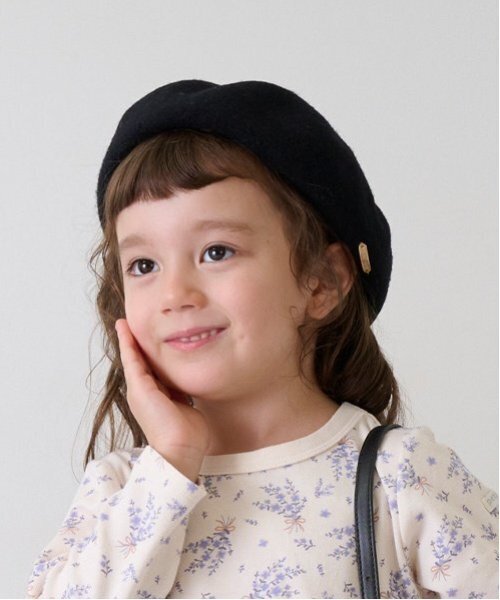 petit main(プティマイン)の「ベレー帽(ハンチング/ベレー帽・キッズ・モカ/アイボリー/ブラック・50cm/52cm/54cm)」の1枚目の写真