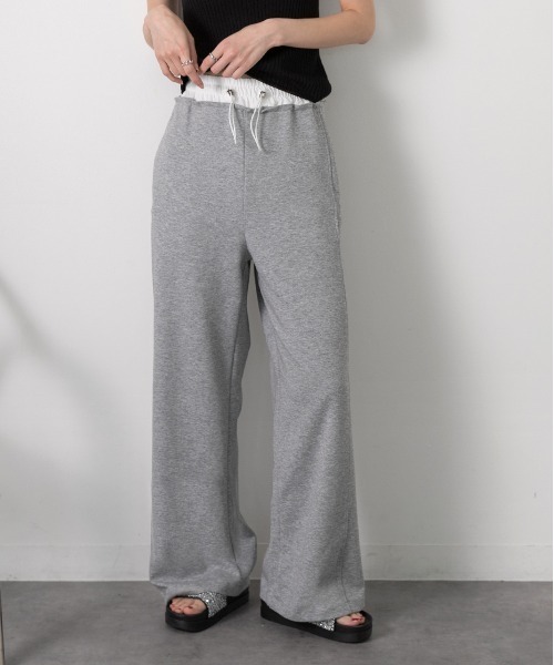 ad thie（アドティエ）の「ダブルウエスト スウェットパンツ（スウェットパンツ・レディース・ブラック/オフホワイト/杢グレー/ベージュ・FREE）」の4枚目の写真