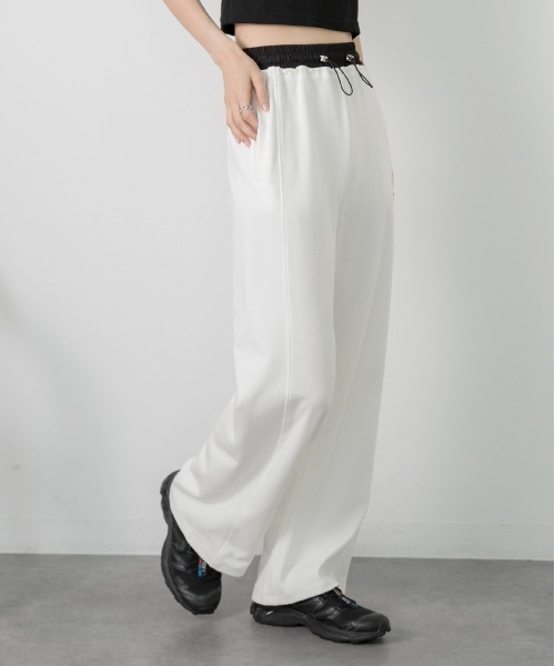 ad thie（アドティエ）の「ダブルウエスト スウェットパンツ（スウェットパンツ・レディース・ブラック/オフホワイト/杢グレー/ベージュ・FREE）」の2枚目の写真