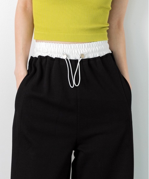 ad thie（アドティエ）の「ダブルウエスト スウェットパンツ（スウェットパンツ・レディース・ブラック/オフホワイト/杢グレー/ベージュ・FREE）」の3枚目の写真