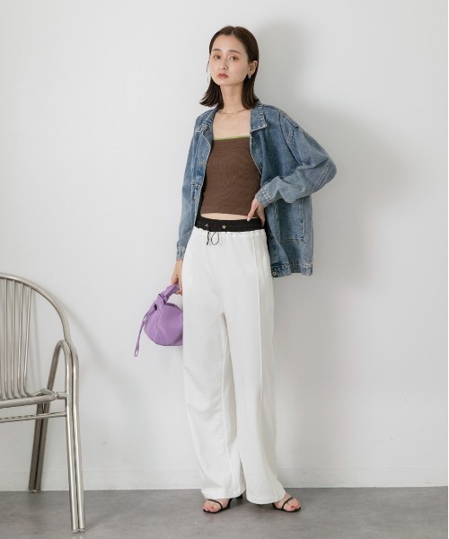 ad thie（アドティエ）の「ダブルウエスト スウェットパンツ（スウェットパンツ・レディース・ブラック/オフホワイト/杢グレー/ベージュ・FREE）」の20枚目の写真