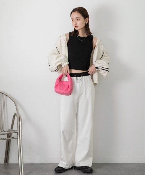 ad thie（アドティエ）の「ダブルウエスト スウェットパンツ（スウェットパンツ・レディース・ブラック/オフホワイト/杢グレー/ベージュ・FREE）」の15枚目の写真