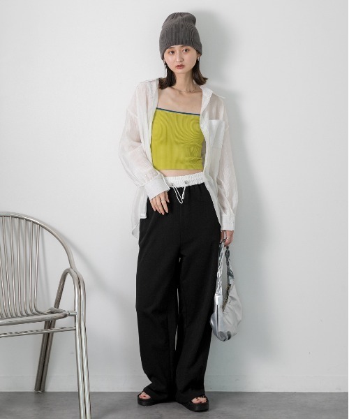 ad thie（アドティエ）の「ダブルウエスト スウェットパンツ（スウェットパンツ・レディース・ブラック/オフホワイト/杢グレー/ベージュ・FREE）」の11枚目の写真