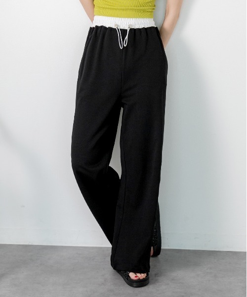 ad thie（アドティエ）の「ダブルウエスト スウェットパンツ（スウェットパンツ・レディース・ブラック/オフホワイト/杢グレー/ベージュ・FREE）」の10枚目の写真