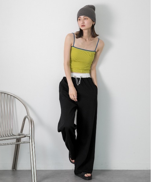 ad thie（アドティエ）の「ダブルウエスト スウェットパンツ（スウェットパンツ・レディース・ブラック/オフホワイト/杢グレー/ベージュ・FREE）」の9枚目の写真