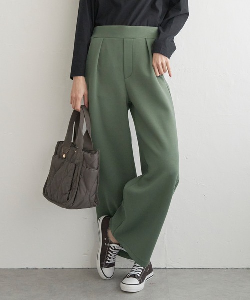 ikka（イッカ）の「【洗濯機で洗える／親子コーデ】GOKU楽ダンボールワイドパンツ（その他パンツ・レディース・ベージュ/モカ/ダークグリーン/ブラック・M/L/S）」の4枚目の写真