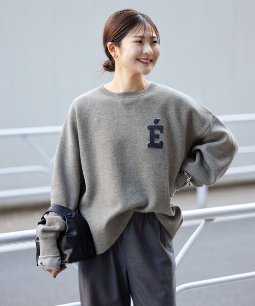 SLOBE IENA(スローブイエナ)の「《WEB限定/追加》サガラ刺繍スウェットライクニット(ニット/セーター・レディース・チャコールグレー/ネイビー・FREE)」の8枚目の写真