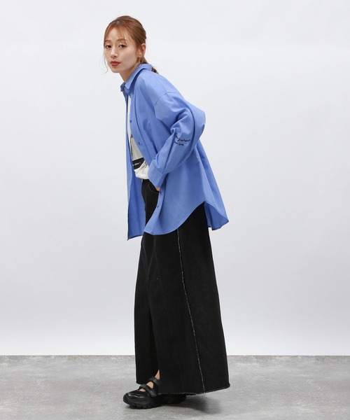 まるまるページ セール】刺繍オーバーサイズシャツ / 145411（シャツ/ブラウス