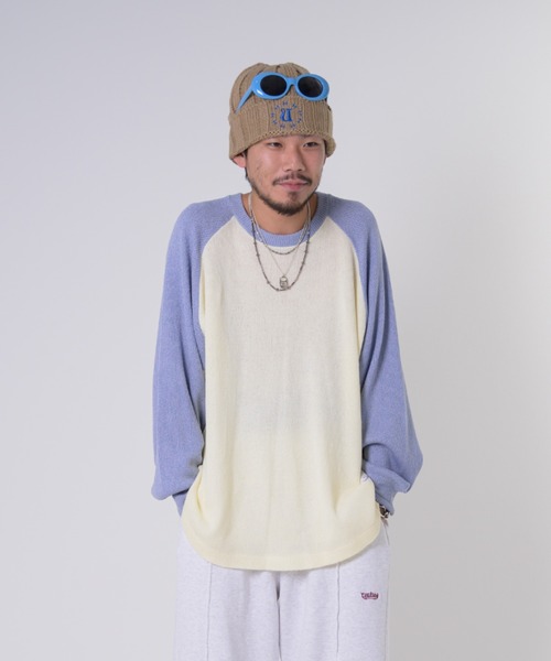 EFFECTEN(エフェクテン)の「【EFFECTEN】Raglan Knit Pullover(ニット/セーター・メンズ・アッシュグレー/ラベンダー・FREE)」の1枚目の写真