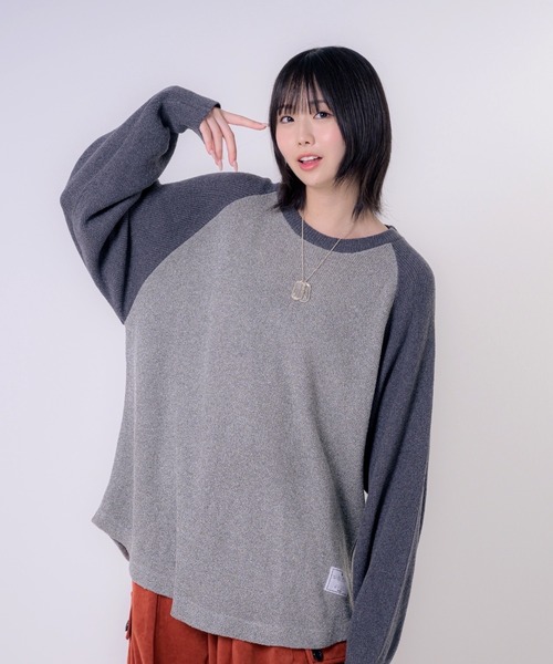 EFFECTEN(エフェクテン)の「【EFFECTEN】Raglan Knit Pullover(ニット/セーター・メンズ・アッシュグレー/ラベンダー・FREE)」の2枚目の写真