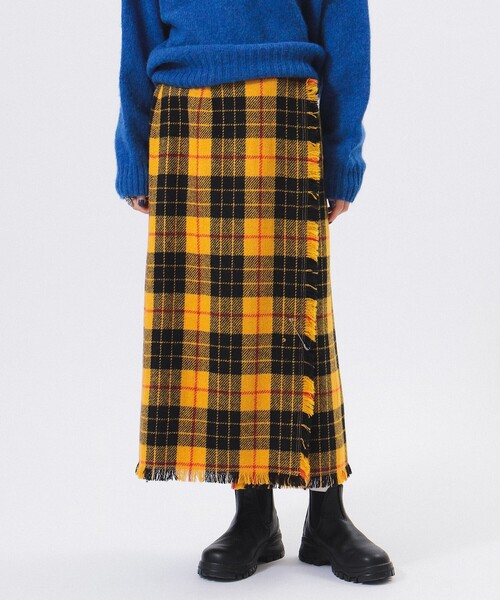 BEAMS BOY(ビームスボーイ)の「ハリスツイード フリンジ スカート 24AW(スカート・レディース・グレー/イエロー・1/2)」の5枚目の写真