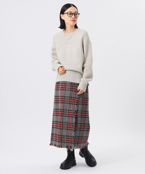 BEAMS BOY(ビームスボーイ)の「ハリスツイード フリンジ スカート 24AW(スカート・レディース・グレー/イエロー・1/2)」の13枚目の写真