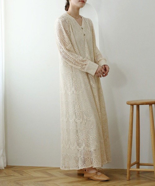 NOAHL（ノアル）の「【NOAHL】クロシェ編みVネックワンピース